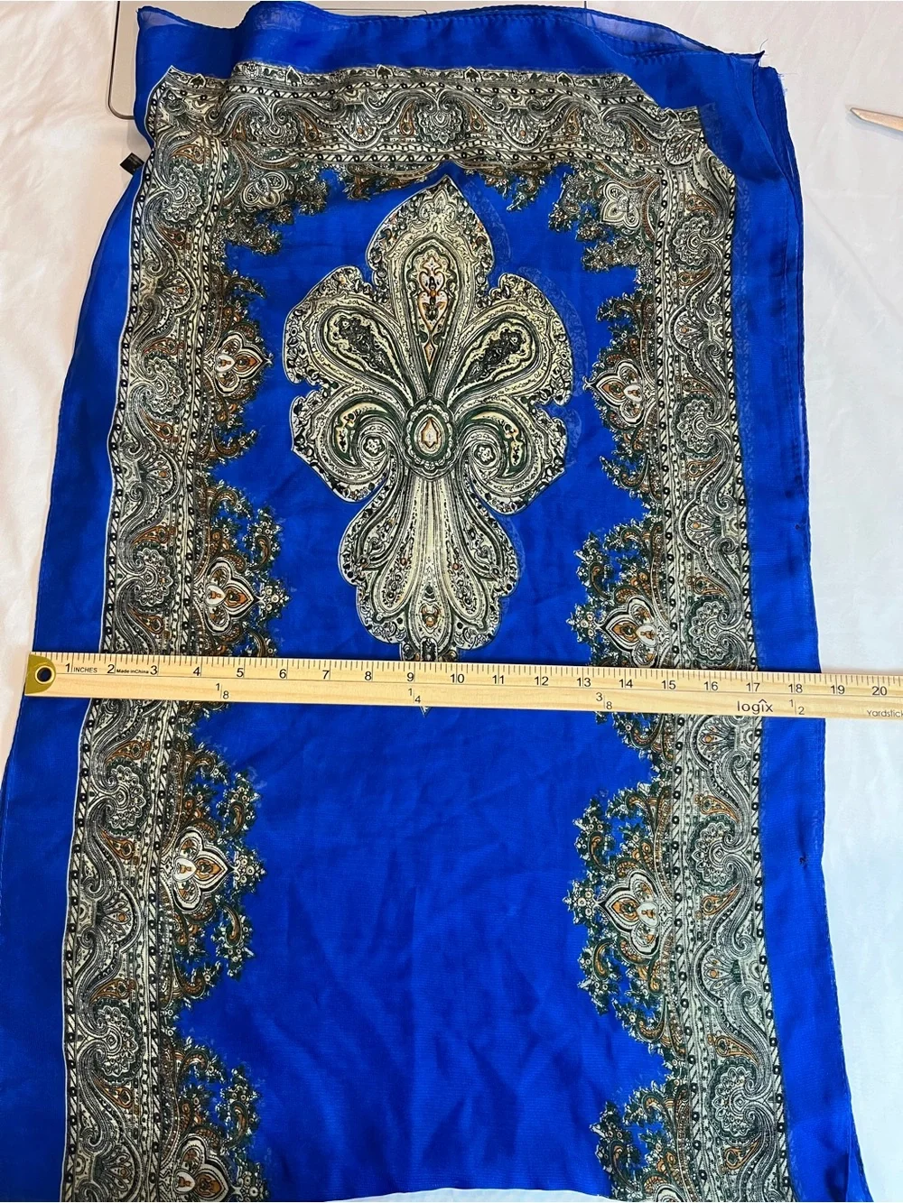 Y2K Women's Blue Chiffon Sheer Scarf Blouse Top One Size